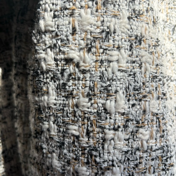 H&M Tweed Textured-Weave White And Black Cropped Bomber Jacket Size XS - Picture 13 of 13